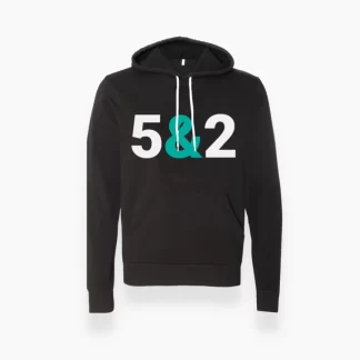 "5 & 2" on a black hoodie